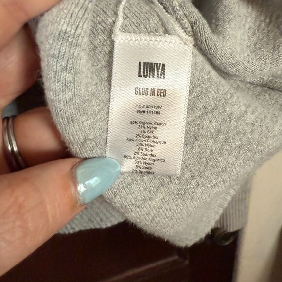 LUNYA |  Cottonsilk Collared Half Zip Sweater in Heather Gray | Large - Picture 7 of 10